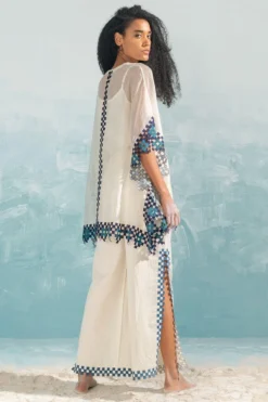 Ikai Ivory High Slit Applique Pants -Cheap Wovencia Store 417151 3