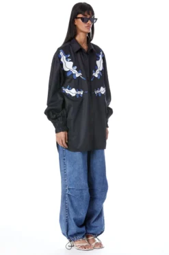 Kanika Goyal Label Black Willow Hand Embellished Shirt