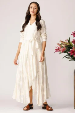 Payal Pratap Asymmetric Embroidered Maxi Dress