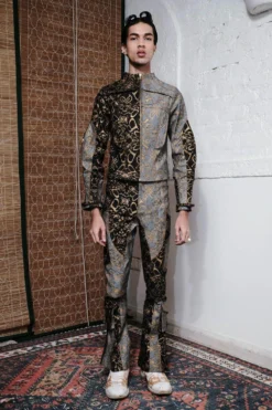 QUOD Black & Grey QUOD Printed Racer Denim Pant