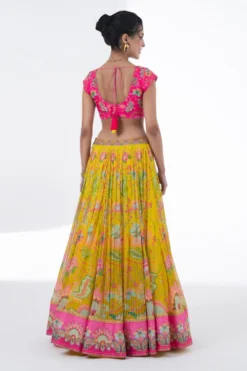 Siddhartha Bansal Vibrant Yellow-pink Floral Embellished Lehenga Set -Cheap Wovencia Store 5124sb5 4