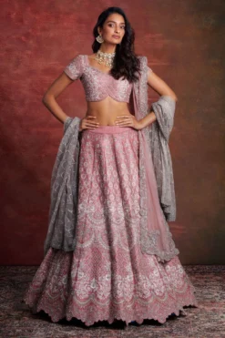 Jayanti Reddy Blush Pink Zardosi Embroidered Lehenga Set