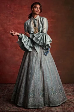 Jayanti Reddy Steel Grey Zardosi Embroidered Lehenga Set -Cheap Wovencia Store 5423jrbv6 2