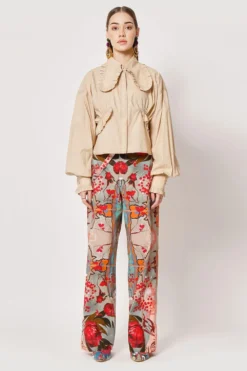 Two Point Two Beige Ruffled Crop Top