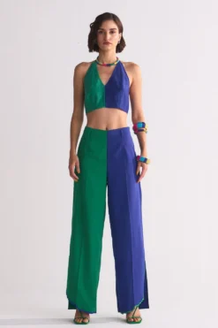 Ikai Green Scallop Elasticated Straight Pants