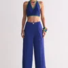 Ikai Electric Blue Applique Elasticated Pants