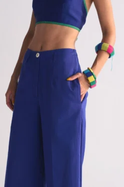 Ikai Electric Blue Applique Elasticated Pants -Cheap Wovencia Store 5823iai41 3 1