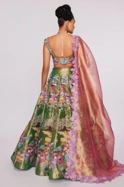 Aisha Rao Green Tissue Appliqued & Embellished Lehenga Set 7 Aisha Rao Green Tissue Appliqued & Embellished Lehenga Set -Cheap Wovencia Store 64ar3 4