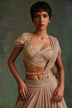 Tarun Tahiliani Accessories Old Rose Jewelled Belt