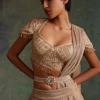 Tarun Tahiliani Accessories Ivory Mesh Floral Belt