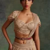 Tarun Tahiliani Accessories Wine & Gold Embellished Belt
