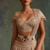 Tarun Tahiliani Accessories Ivory & Emerald Pearl Mesh Beaded Belt