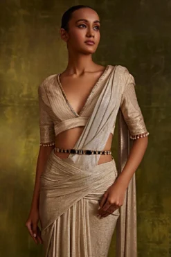 Tarun Tahiliani Accessories Black & Gold Embellished Belt