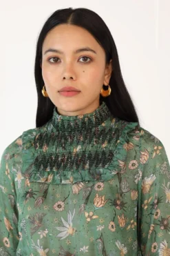 Moonray Forestial Printed Smocked Top -Cheap Wovencia Store 76mr22 3