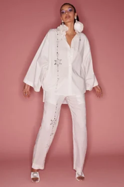 Dilnaz White Embellished Pants