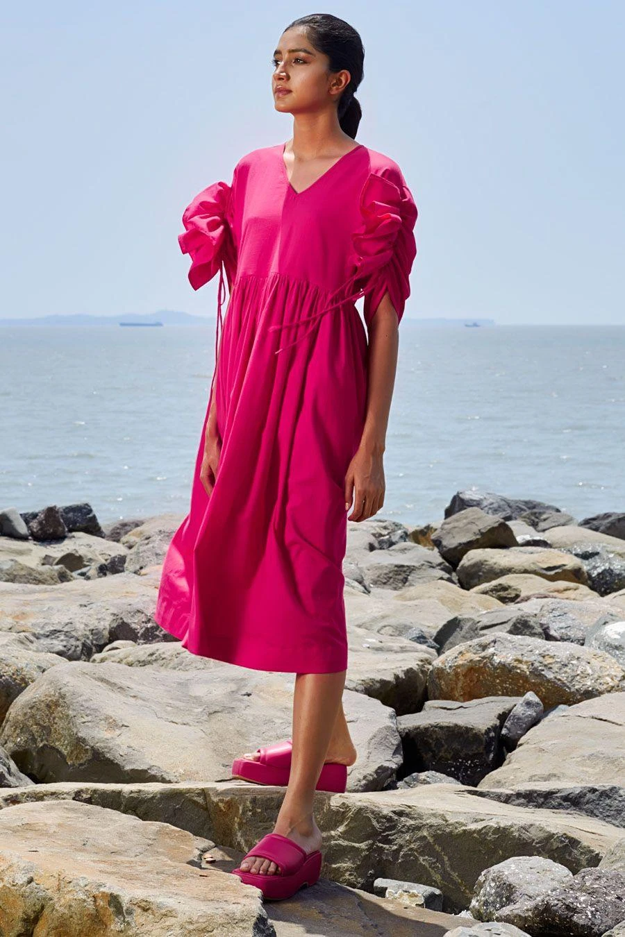 Mati Pink Ruffle Sleeve Dress 2 Mati Pink Ruffle Sleeve Dress - Image 2