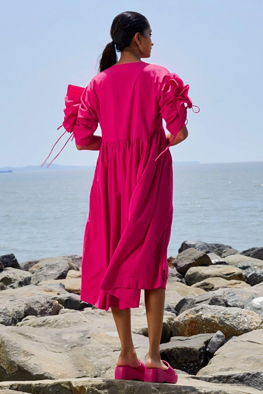 Mati Pink Ruffle Sleeve Dress 3 Mati Pink Ruffle Sleeve Dress - Image 3