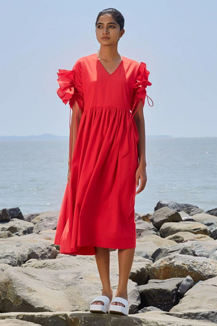 Mati Red Ruffle Sleeve Dress 1 Mati Red Ruffle Sleeve Dress