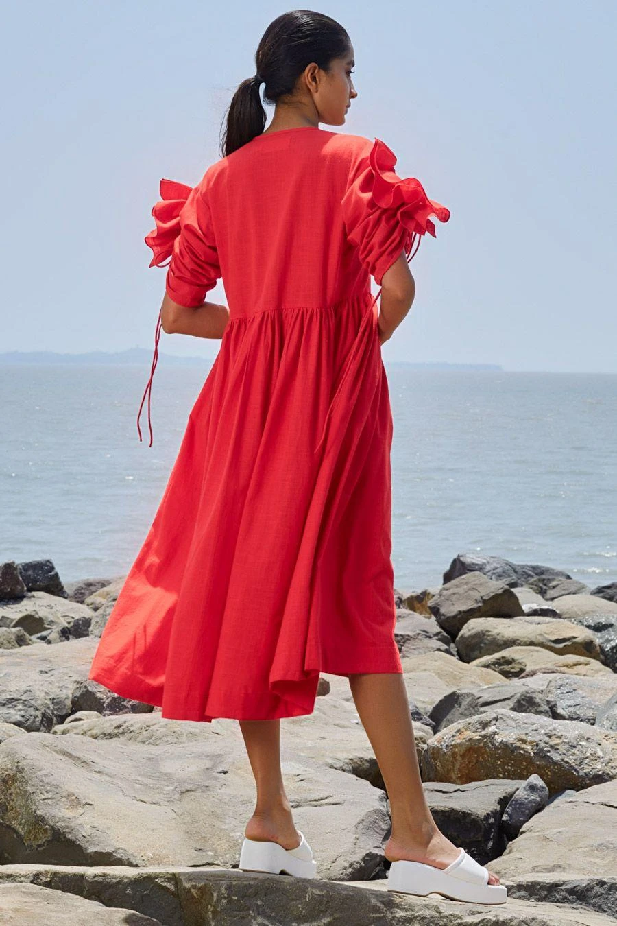 Mati Red Ruffle Sleeve Dress 3 Mati Red Ruffle Sleeve Dress - Image 3