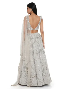 Payal Singhal Grey Embroidered Choli And Lehenga Set -Cheap Wovencia Store 8923ps7 7