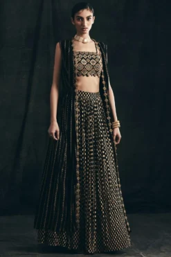 Bhumika Sharma Black Bindu Printed Lehenga Set