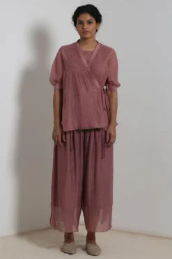 Rosewood Chanderi Wrap Top