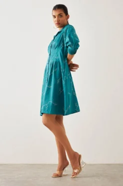 SNOB Teal Printed Lisa Dress -Cheap Wovencia Store 91sn15 4
