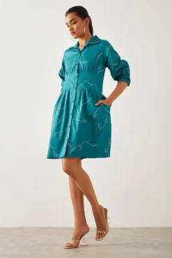 SNOB Teal Printed Lisa Dress -Cheap Wovencia Store 91sn15 5