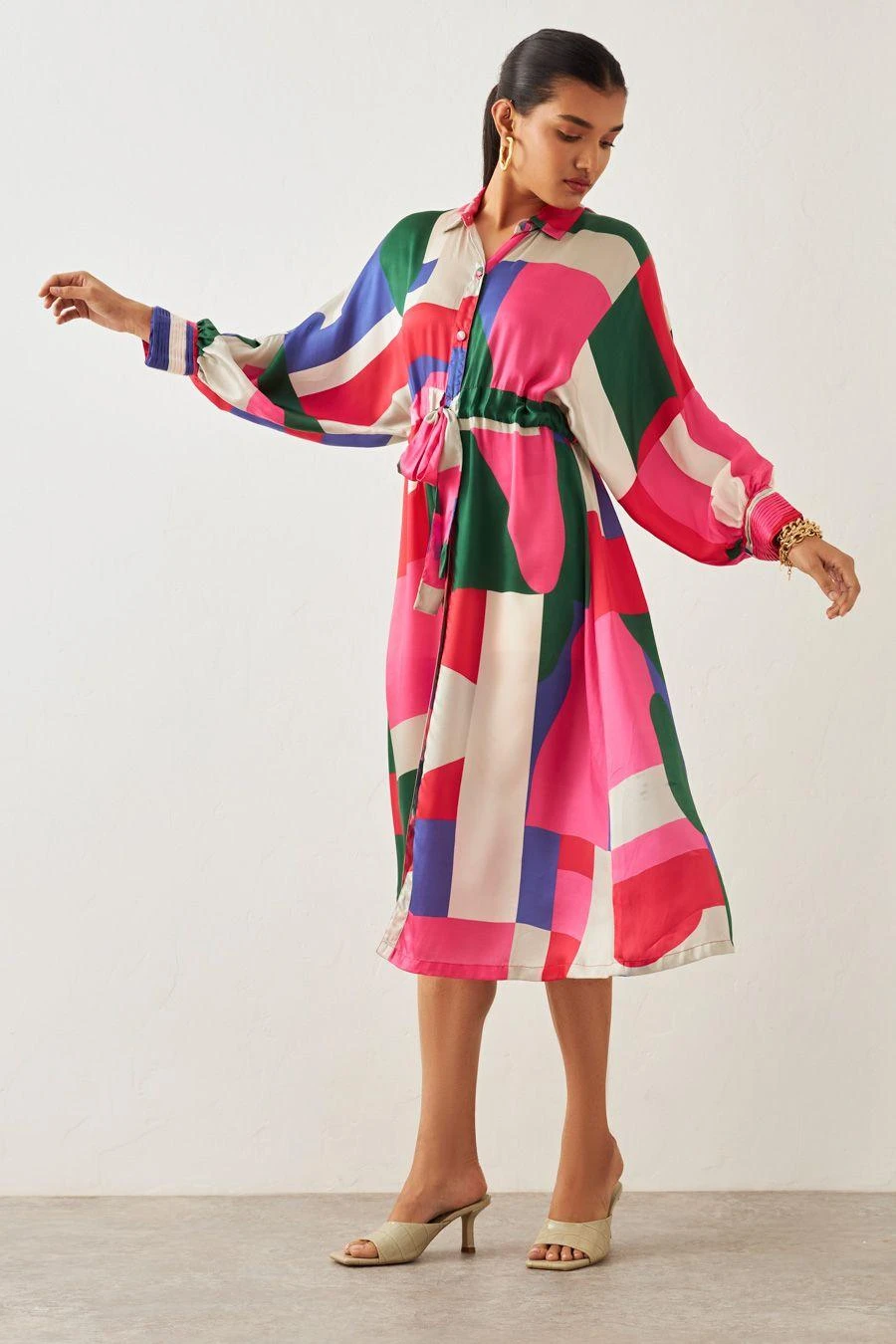 SNOB Pink Kimono Sleeve Canvas Dress 2 SNOB Pink Kimono Sleeve Canvas Dress - Image 2