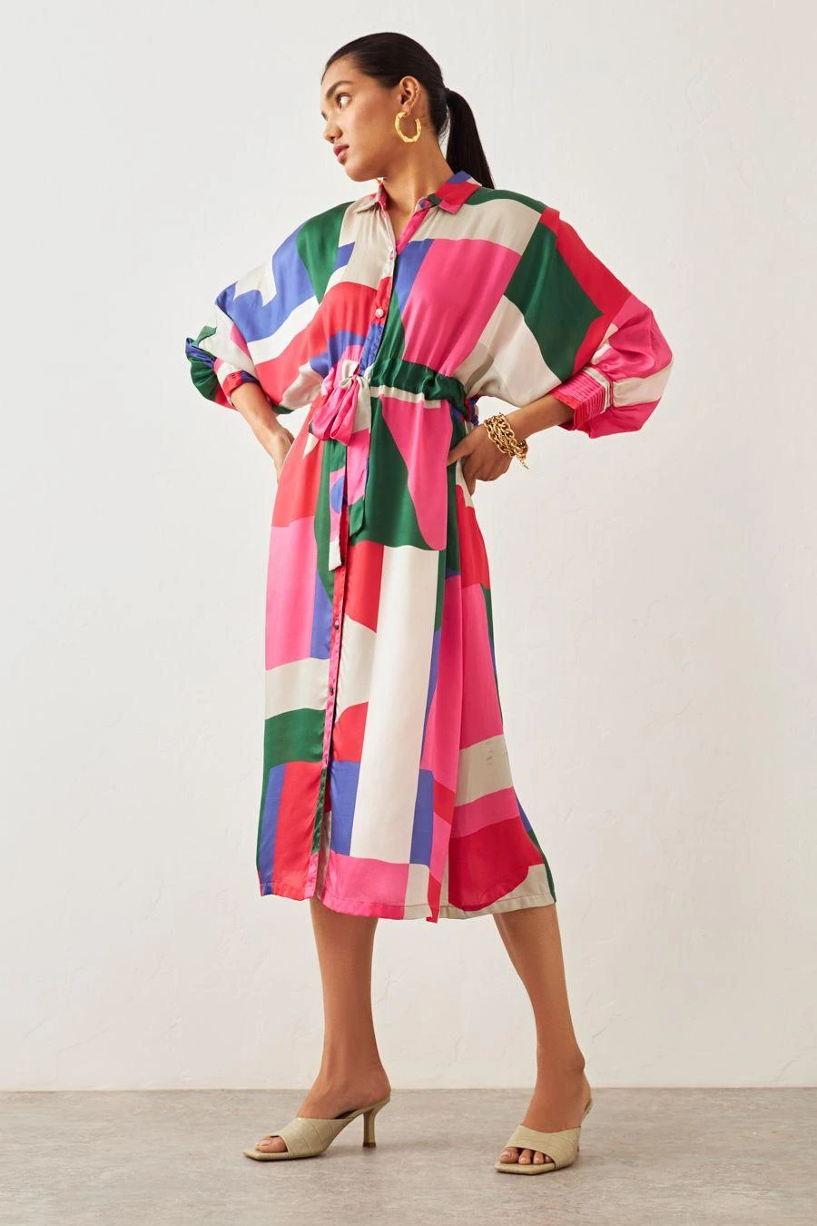 SNOB Pink Kimono Sleeve Canvas Dress 4 SNOB Pink Kimono Sleeve Canvas Dress - Image 4