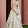 Arpita Mehta Coconut & Beige Gold Mirror Work Lehenga Set