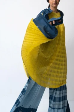 Urvashi Kaur Panelled Yellow Cotton Dress -Cheap Wovencia Store apara 67 3