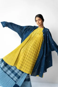 Urvashi Kaur Panelled Yellow Cotton Dress -Cheap Wovencia Store apara 67 4