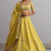 Anushree Reddy Lemon Yellow Organza Lehenga Set