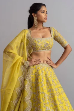Anushree Reddy Lemon Yellow Organza Lehenga Set 7 Anushree Reddy Lemon Yellow Organza Lehenga Set -Cheap Wovencia Store ar013 2 1