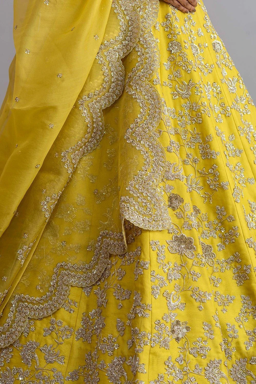 Anushree Reddy Lemon Yellow Organza Lehenga Set 4 Anushree Reddy Lemon Yellow Organza Lehenga Set - Image 4