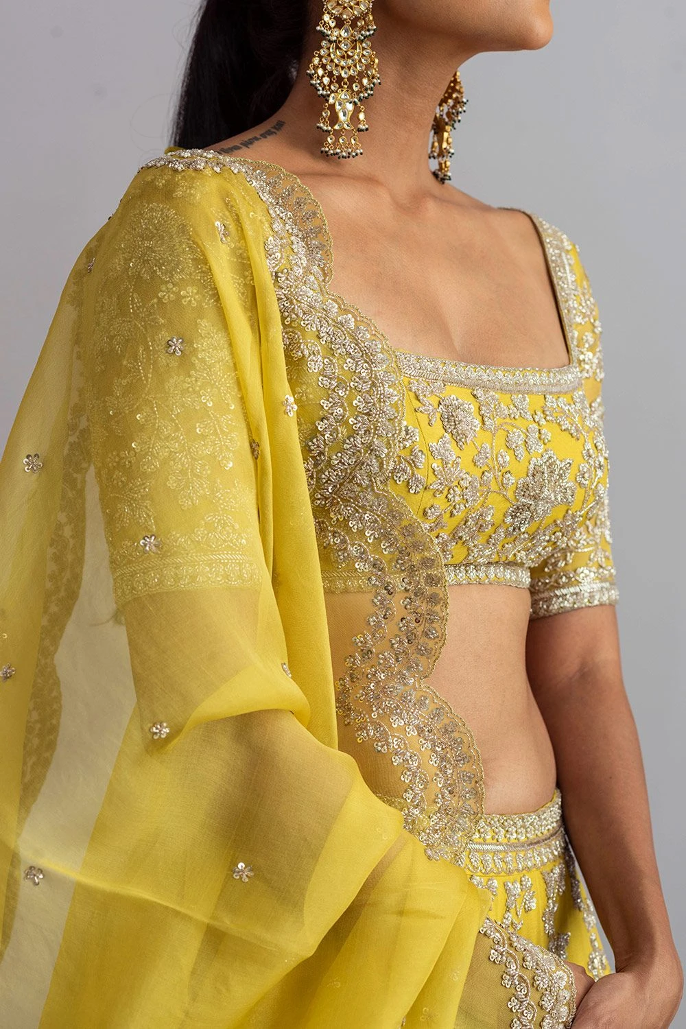 Anushree Reddy Lemon Yellow Organza Lehenga Set 5 Anushree Reddy Lemon Yellow Organza Lehenga Set - Image 5