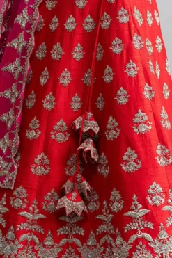Anushree Reddy Red Raw Silk Zardosi Lehenga Set -Cheap Wovencia Store ar026 4 1