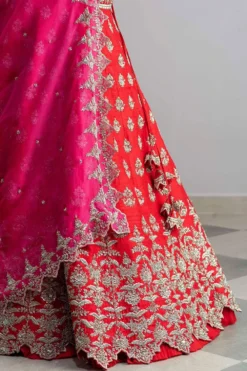 Anushree Reddy Red Raw Silk Zardosi Lehenga Set -Cheap Wovencia Store ar026 5 1