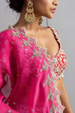 Anushree Reddy Red Raw Silk Zardosi Lehenga Set -Cheap Wovencia Store ar026 6 1