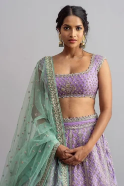 Anushree Reddy Lavender Raw Silk Zardosi Lehenga Set -Cheap Wovencia Store ar030 3