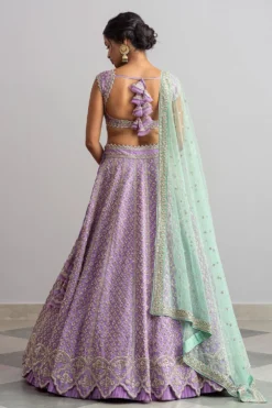 Anushree Reddy Lavender Raw Silk Zardosi Lehenga Set -Cheap Wovencia Store ar030 7