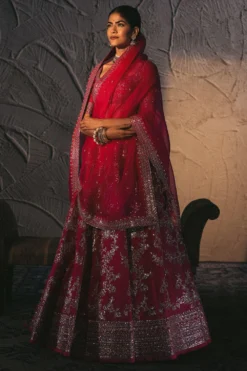 Anushree Reddy Pink Organza Sequin Embroidered Lehenga Set