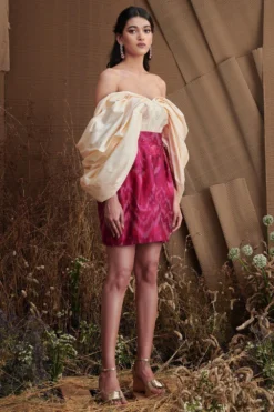 Shriya Som Fuschia Silk Ikat Skirt