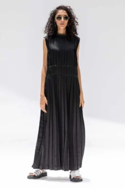 Corpora Studio Overall Box Pleated Silk Dress