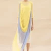 Abhishek Sharma Yellow Cowl Draped Dress