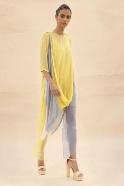 Abhishek Sharma Yellow Cowl Draped Dress -Cheap Wovencia Store ctu03sunflower 2