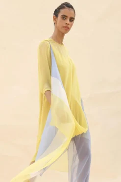 Abhishek Sharma Yellow Cowl Draped Dress -Cheap Wovencia Store ctu03sunflower 4