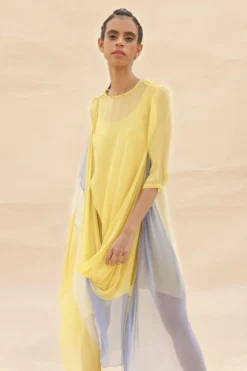 Abhishek Sharma Yellow Cowl Draped Dress -Cheap Wovencia Store ctu03sunflower 5
