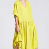 Chola V Neck Frill Yellow Dress